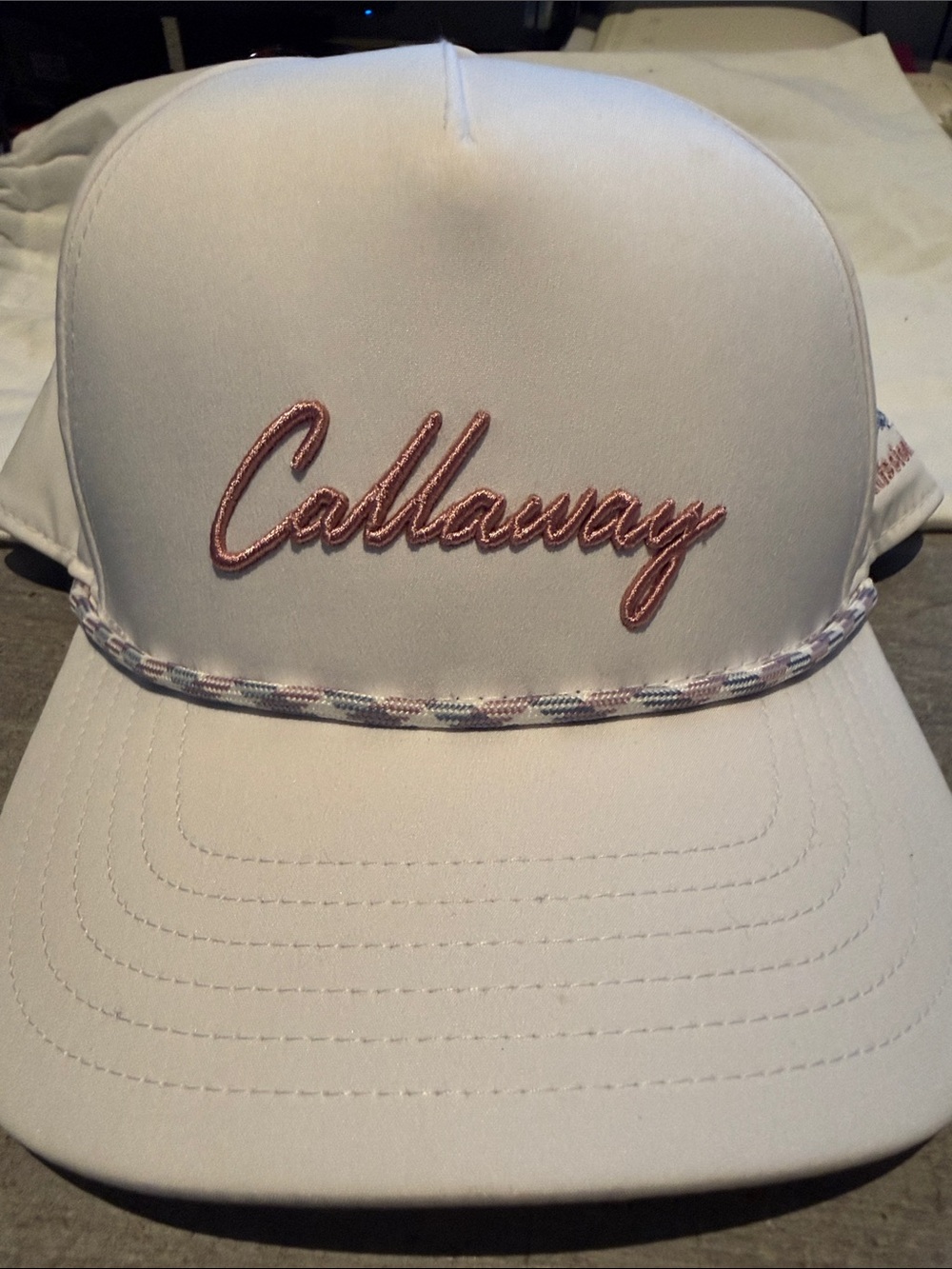 Callaway Ladies Golf Cap with Rose Pink Script and Braided Trim- NWOT